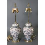 Paar Keramik-Tischlampen im asiatischen Stil