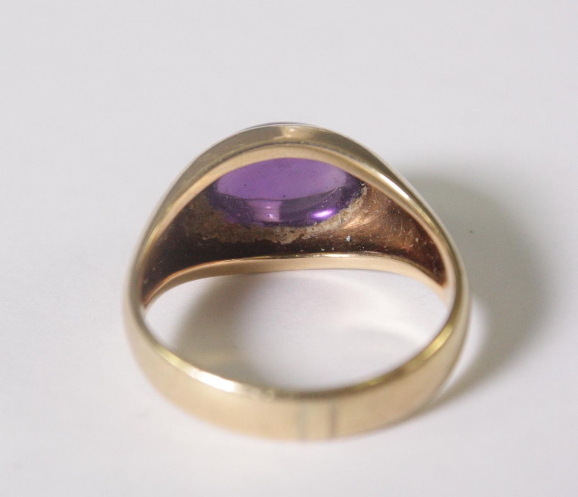 Damenring mit Amethyst, 14 Karat Gelbgold - Bild 4 aus 4