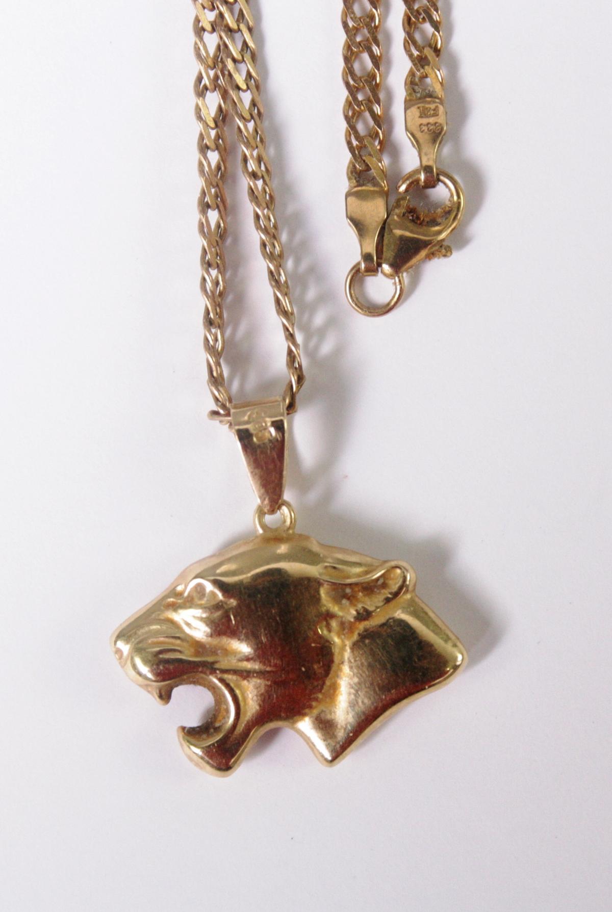 Halskette aus 8 Karat Gelbgold mit Tigeranhänger aus 14 Karat Gelbgold - Image 3 of 3