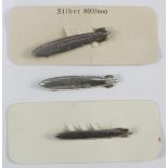 3 Anstecker, 800er Silber, Zeppelin, III. Reich