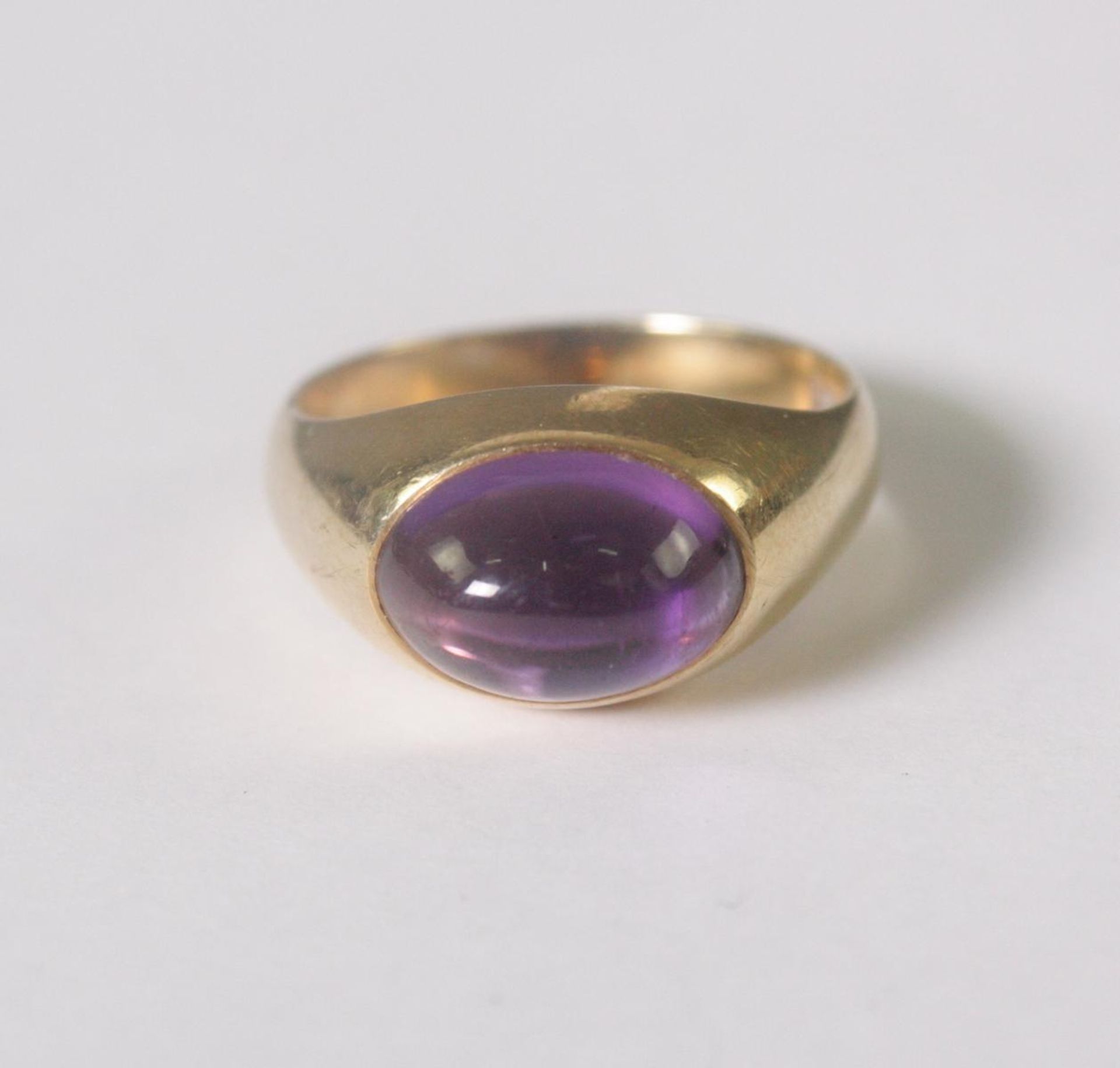 Damenring mit Amethyst, 14 Karat Gelbgold - Bild 2 aus 4