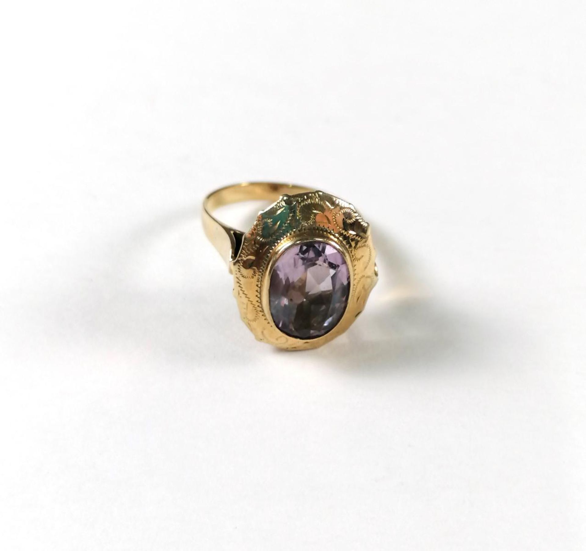 14 Karat Gelbgoldring mit Amethyst - Image 2 of 6