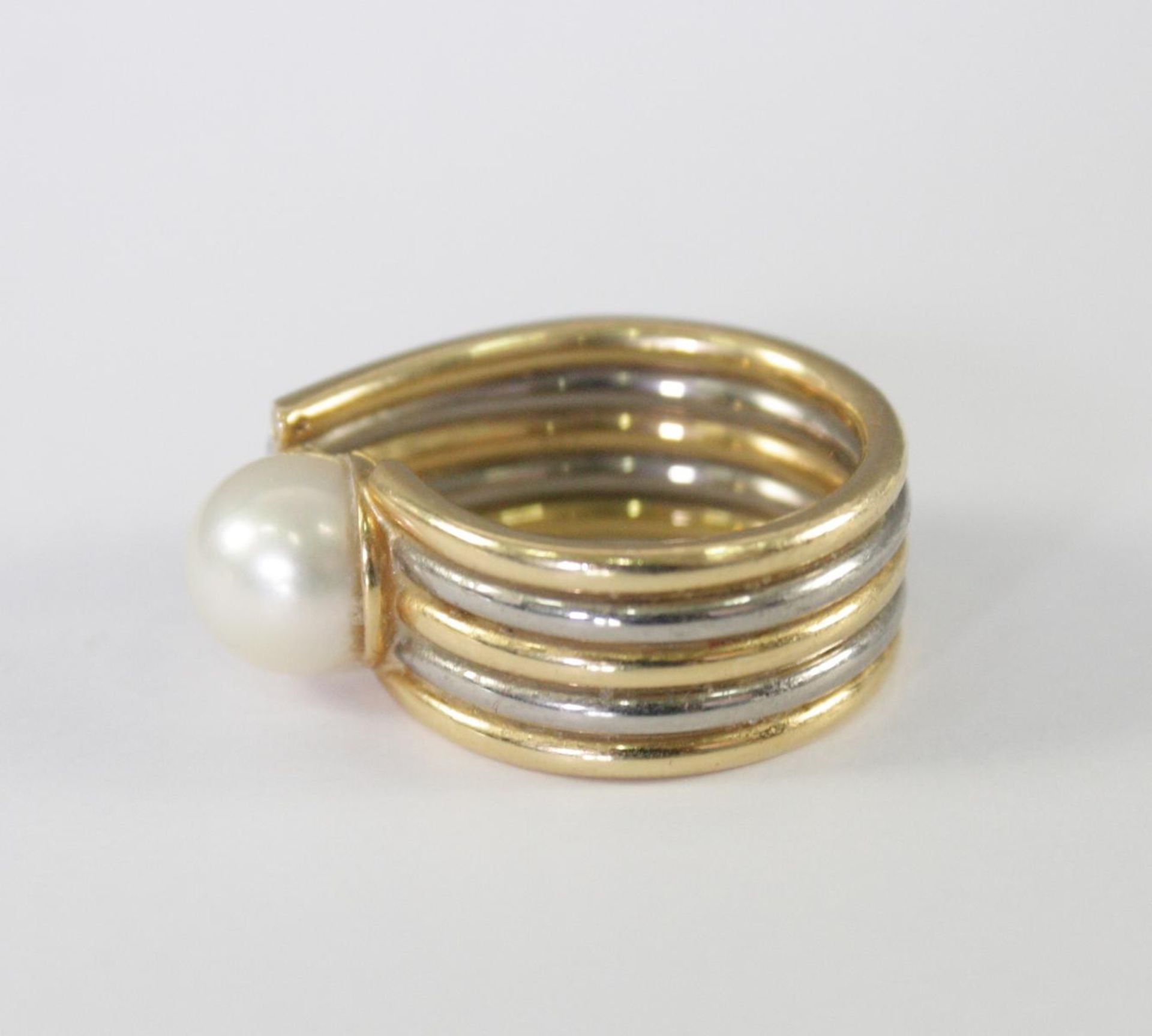 Damenring mit Perle und Diamanten, 18 Karat Gelb- und Weißgold - Image 3 of 4