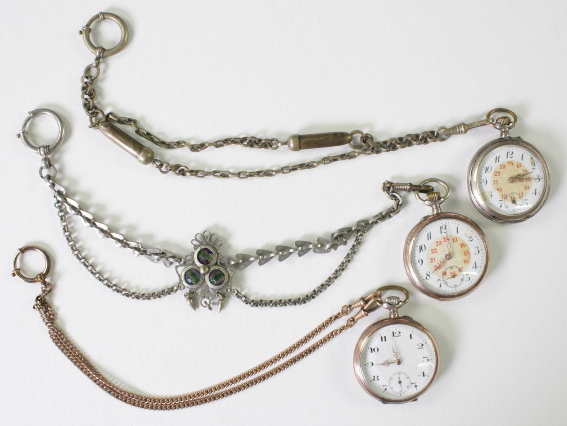 Drei antike Taschenuhren um 1900 aus Silber