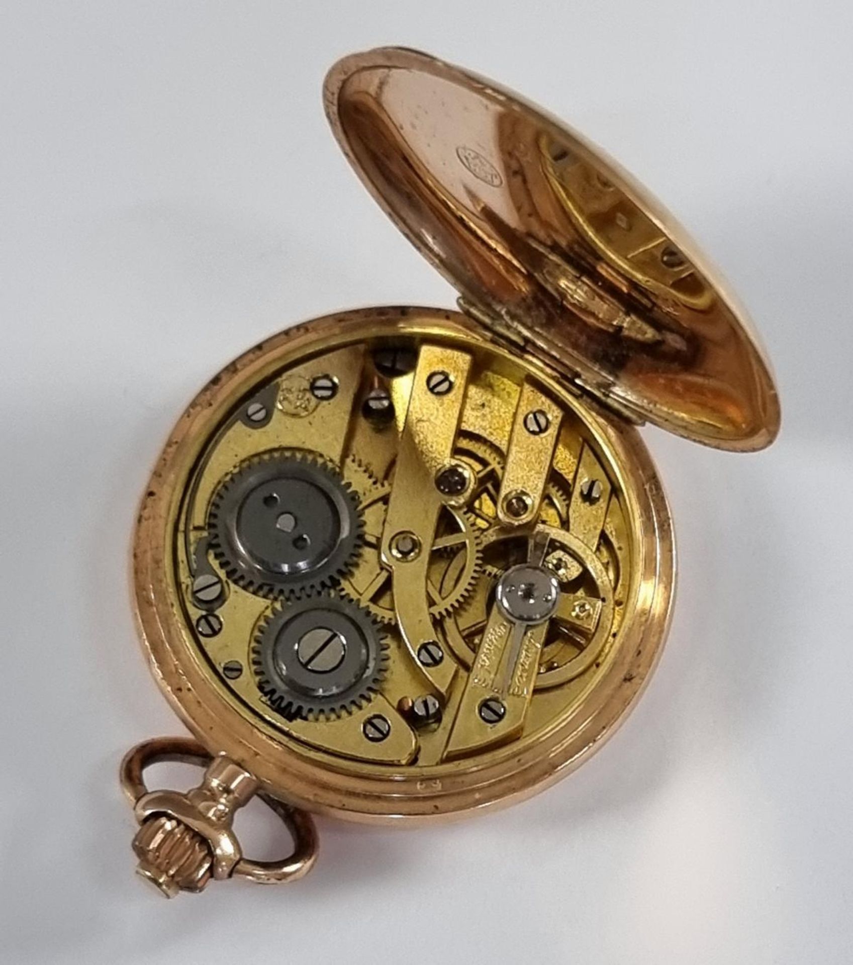 Goldene Damentaschenuhr, 14 Karat Gelbgold - Bild 3 aus 7