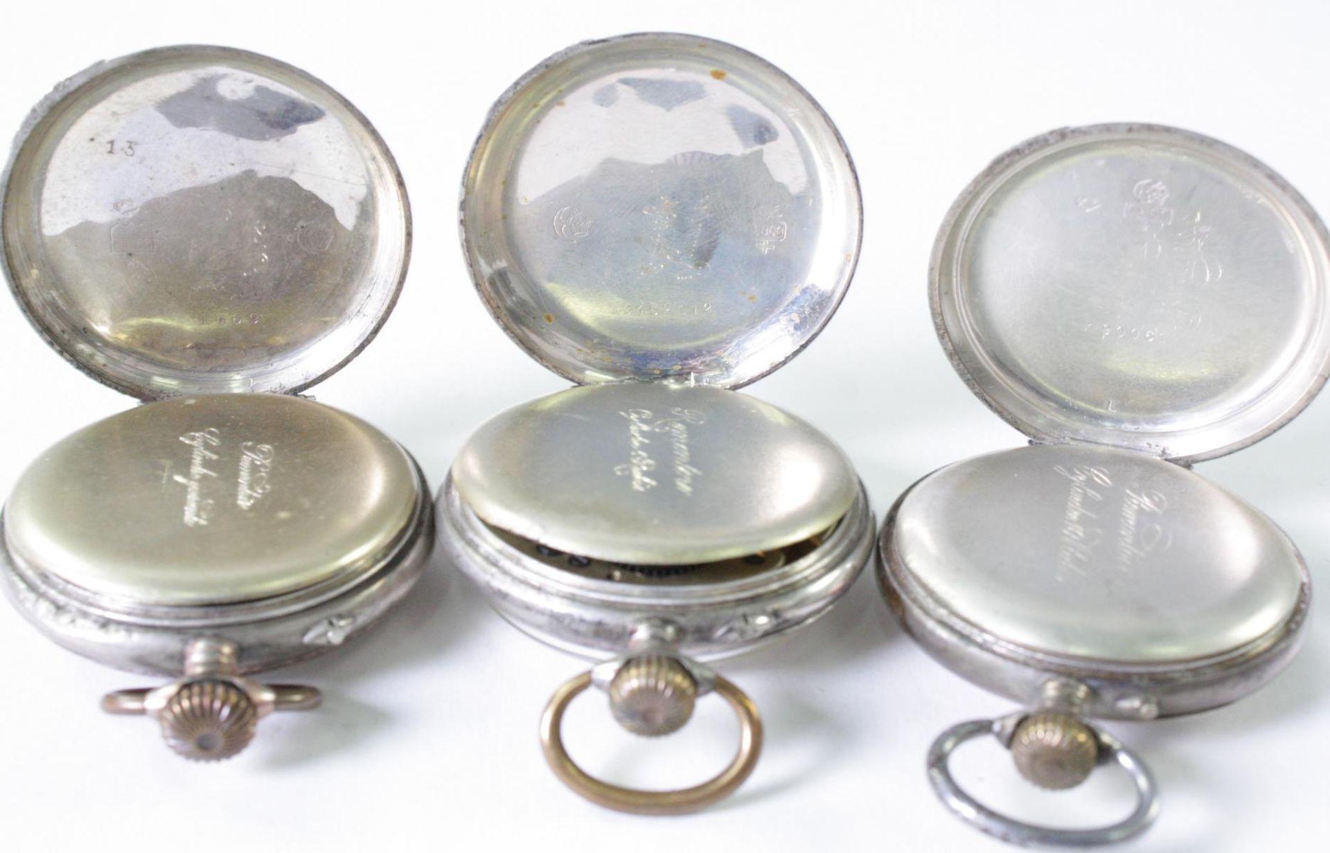 Drei silberne Taschenuhren um 1900 / 1920 - Bild 4 aus 4