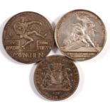 3 Silber-Medaillen Thema Schützen 1844-1906