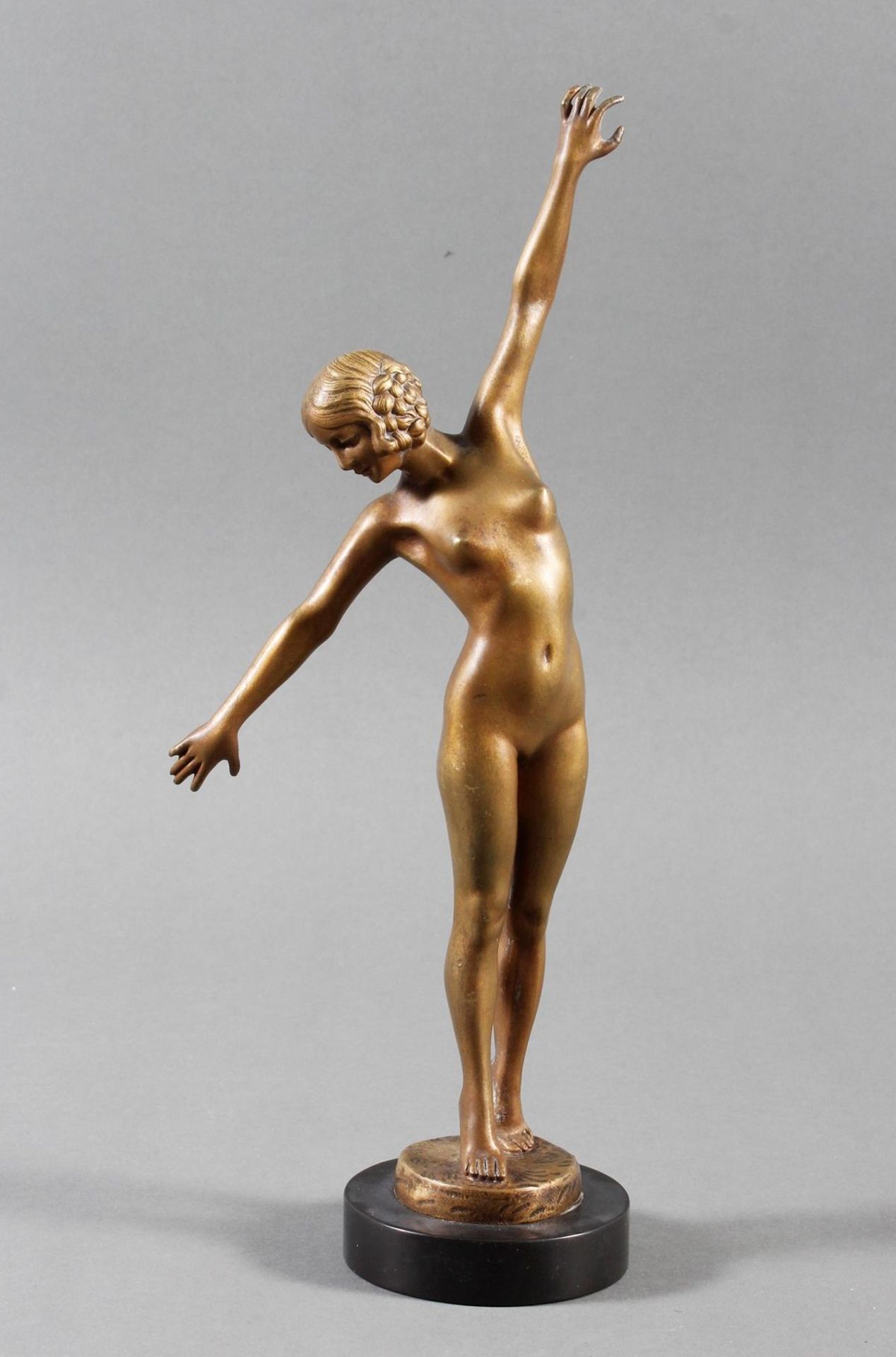 Jugendstil Bronze, Mädchenakt, Frankreich Marcel André Buraine (1868-1948)