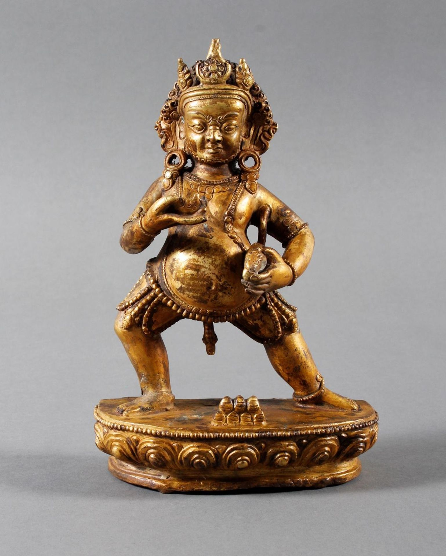 Vergoldete Bronze des Vaishravana, Tibet 19. / 20. Jahrhundert