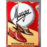 Email-Werbeschild „Marga -Schuh Creme“ um 1920