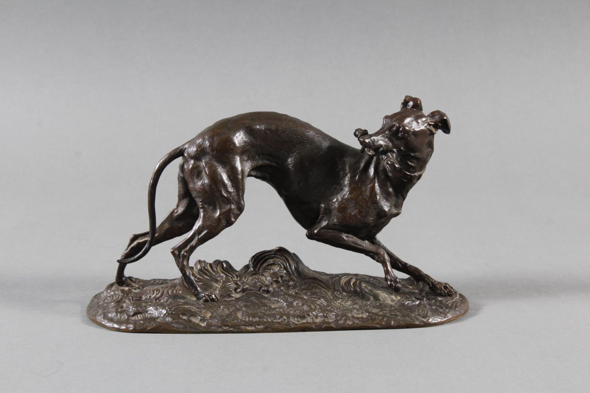 Bronzeskulptur „Jagdhund“(Jules Moignierz, 1835-1894) Frankreich um 1880