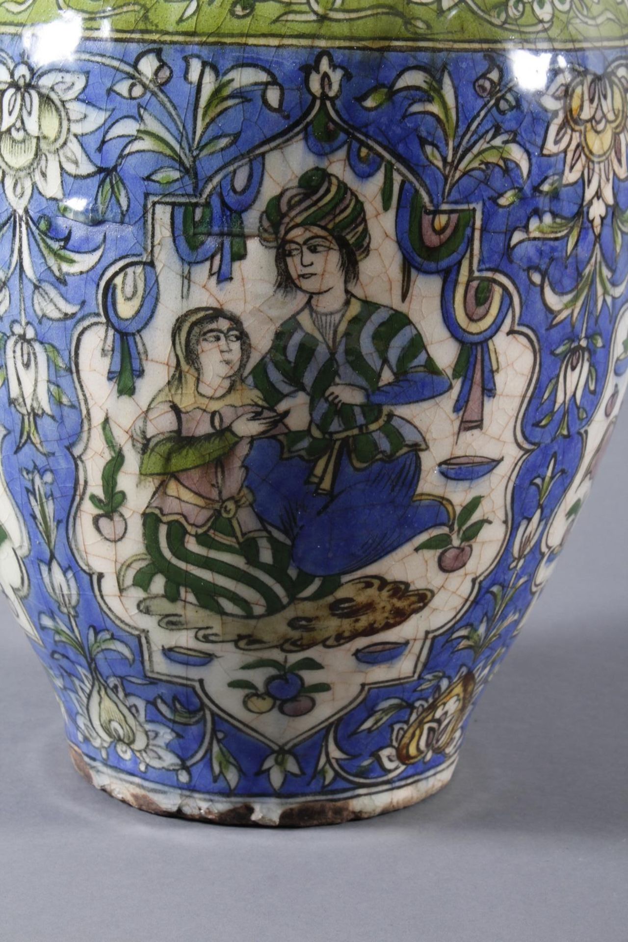 Persien 19. Jahrhundert, Orientalische Keramikvase ,polychrome Unterglasur Malerei - Image 3 of 11