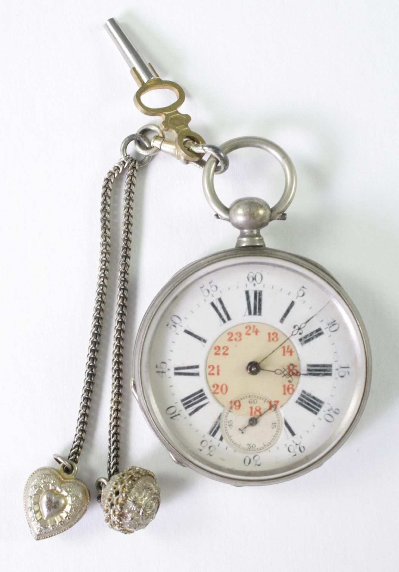 Silberne Biedermeier Taschenuhr mit Anhänger