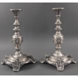 Paar Silberne Kerzenständer um 1900