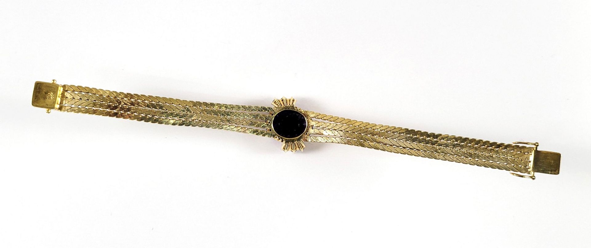 Damenarmband mit großem, facettierten Amethyst und Diamanten, 14 Karat Gelbgold - Image 3 of 7