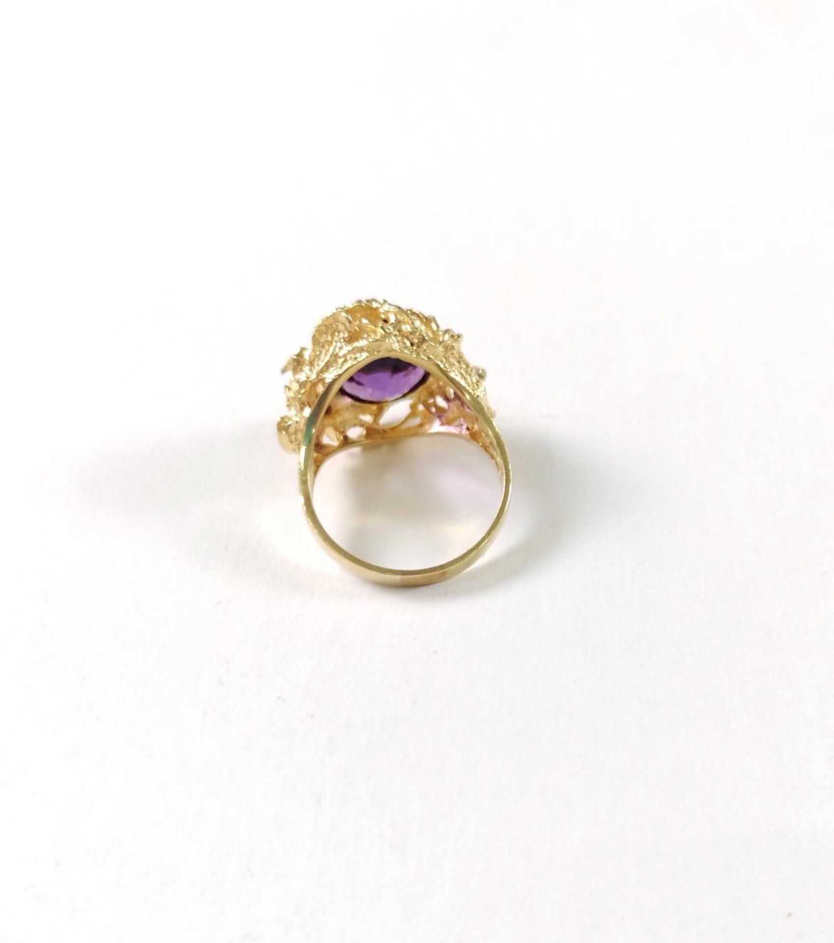 18 Karat Gelbgoldring mit großem Amethyst - Bild 4 aus 5