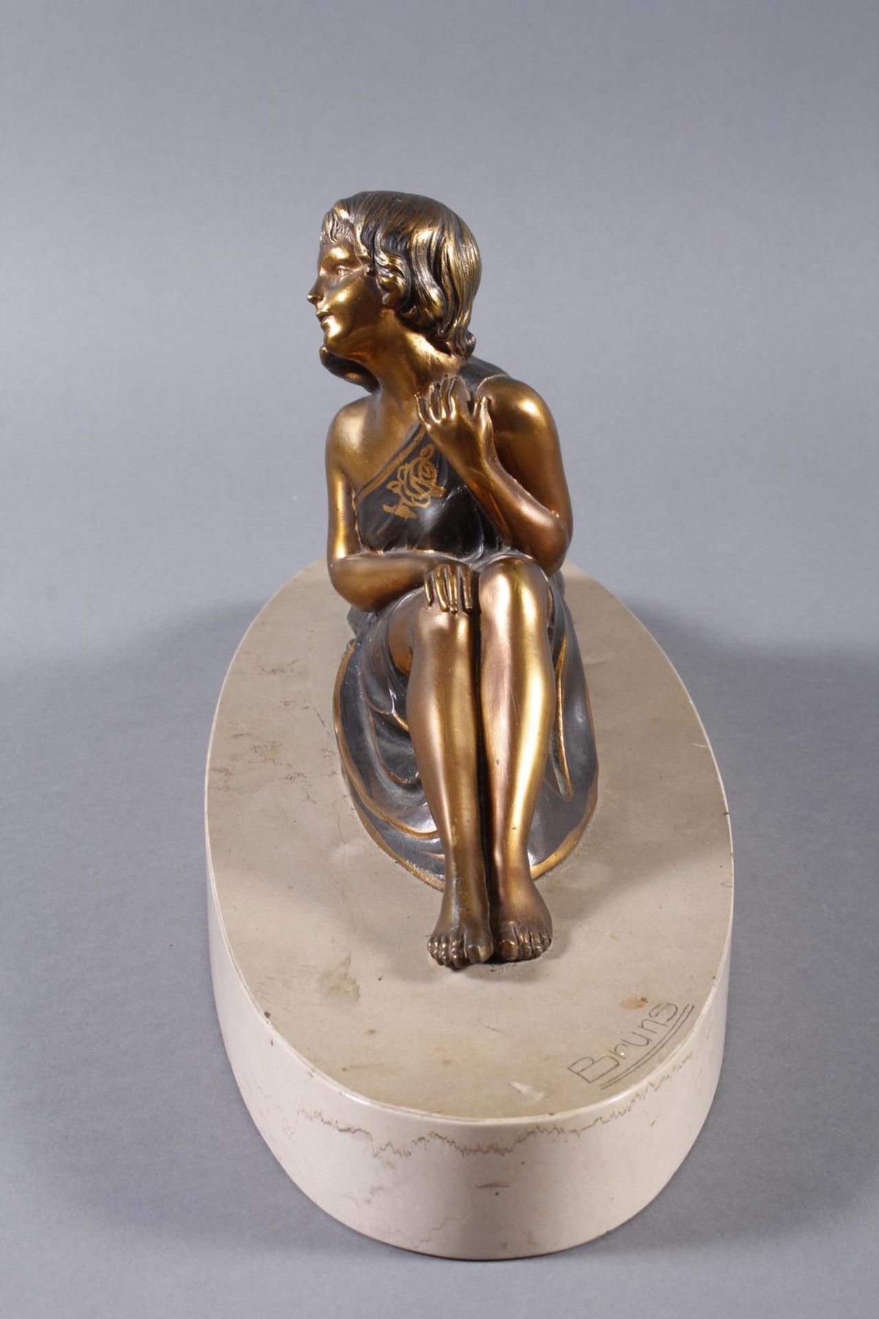 Art Deko -Skulptur „Dame mit Hund“, Frankreich um 1930 - Bild 6 aus 9