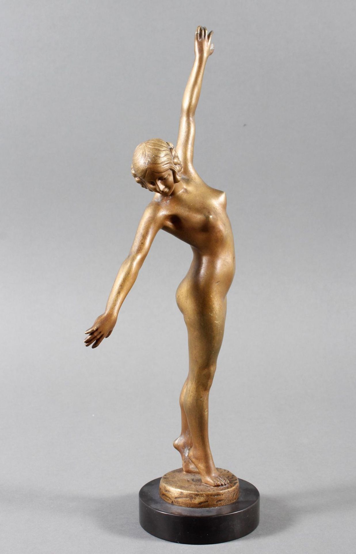 Jugendstil Bronze, Mädchenakt, Frankreich Marcel André Buraine (1868-1948) - Image 3 of 9