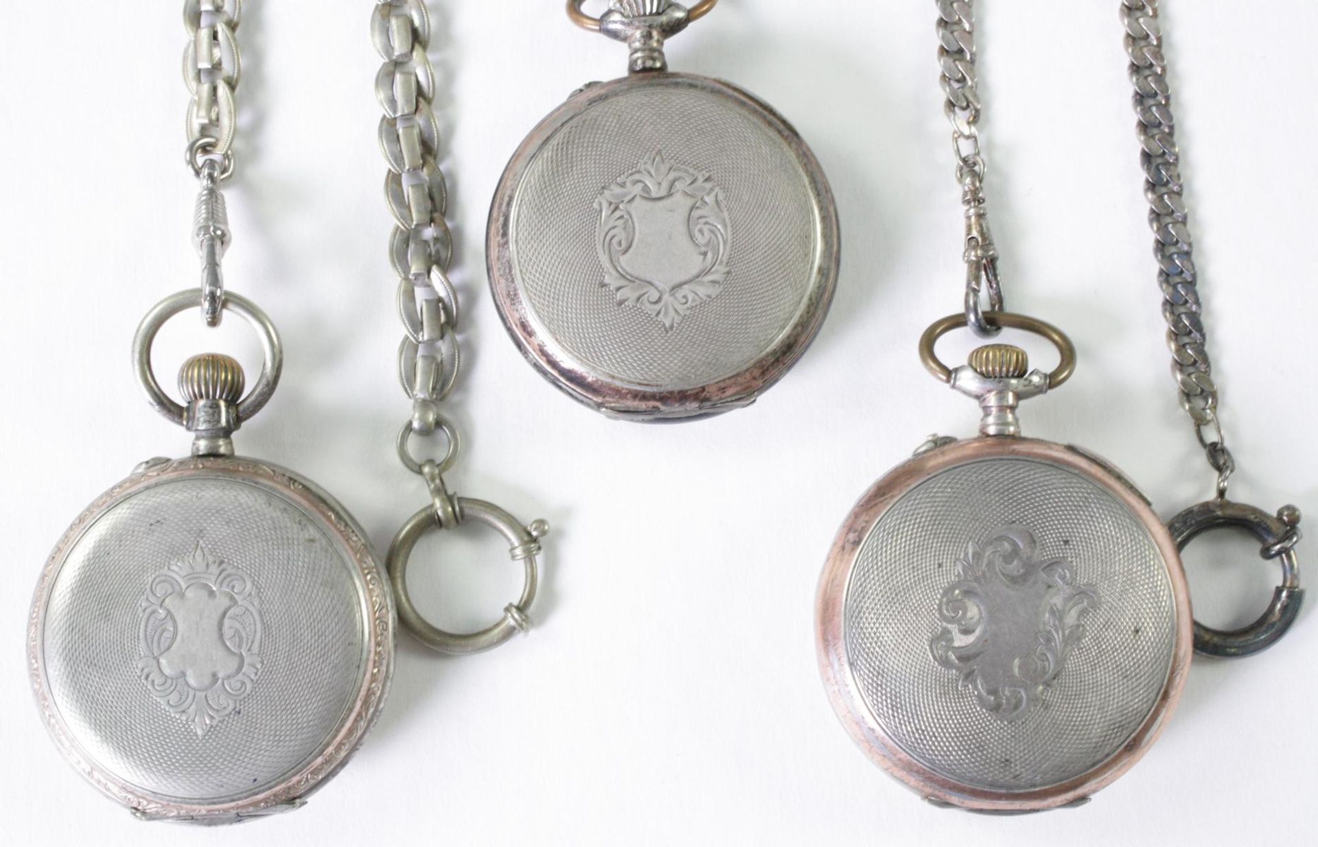 Drei antike Taschenuhren um 1900 aus Silber - Bild 3 aus 5