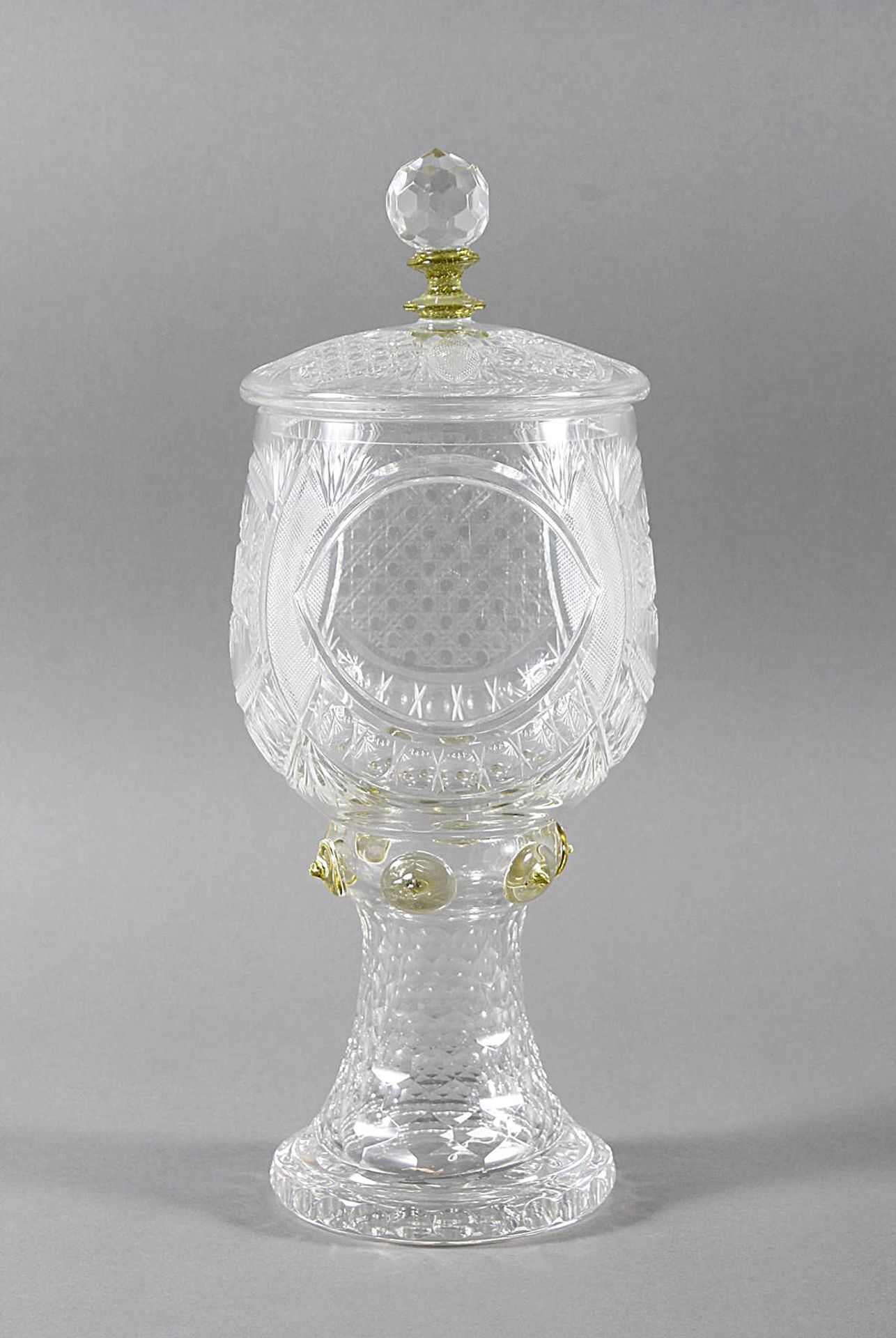 Glas-Deckelpokal, Stein Schönau um 1900