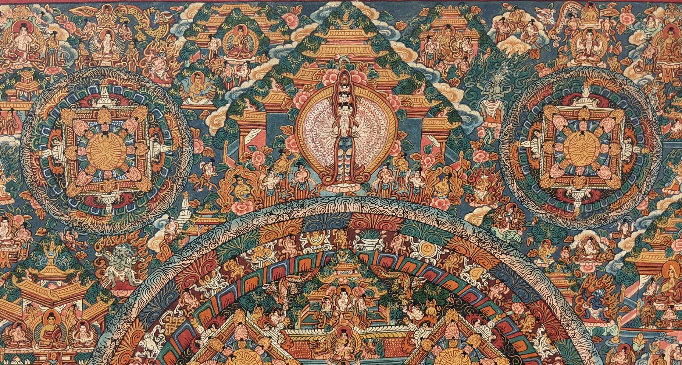 Mandala-Thangka mit Avalokiteshvara, Tibet 20. Jahrhundert - Image 2 of 4