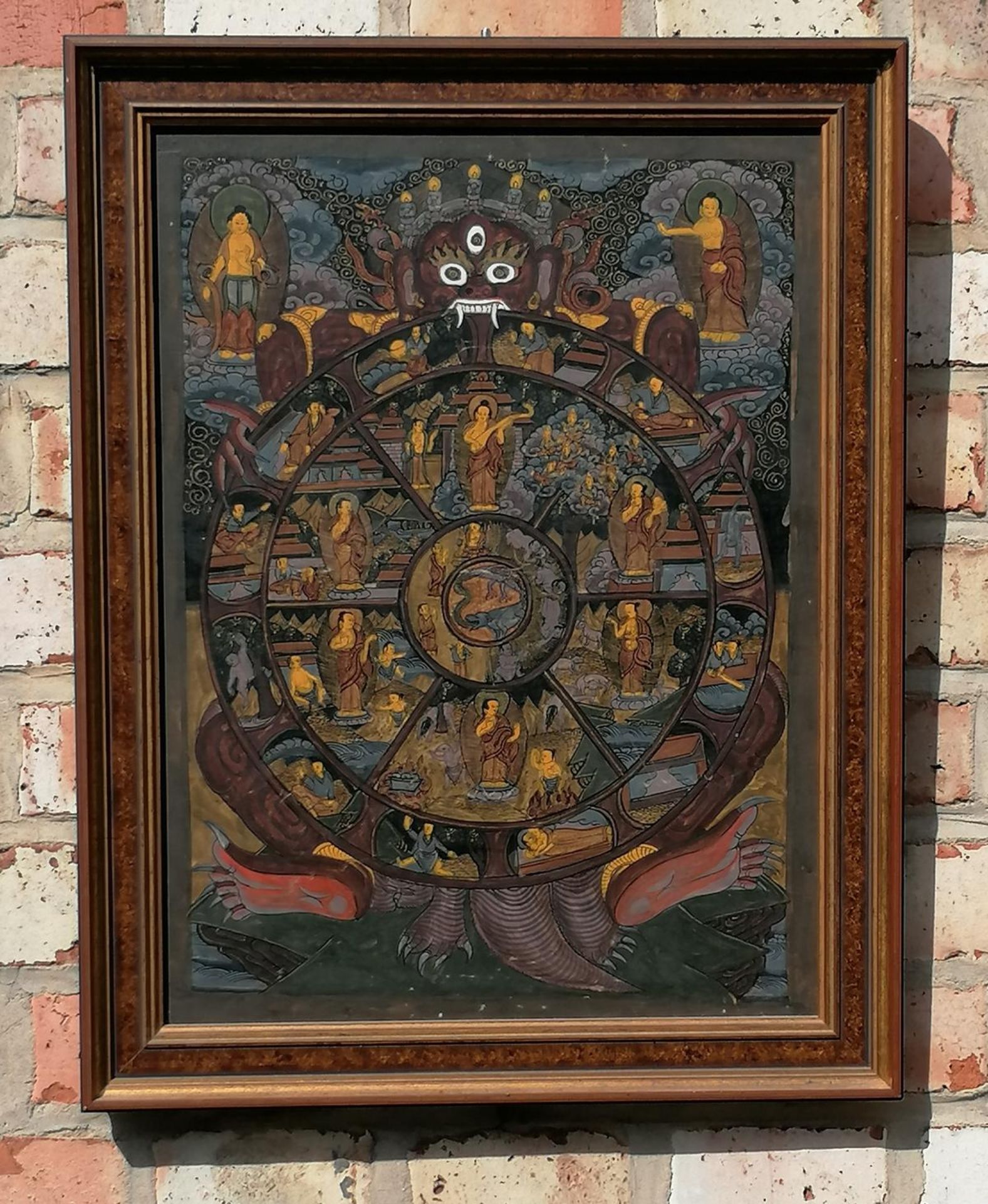 Thangka-Mandala des Lebensrads (Bhavacakra), 20. Jahrhundert