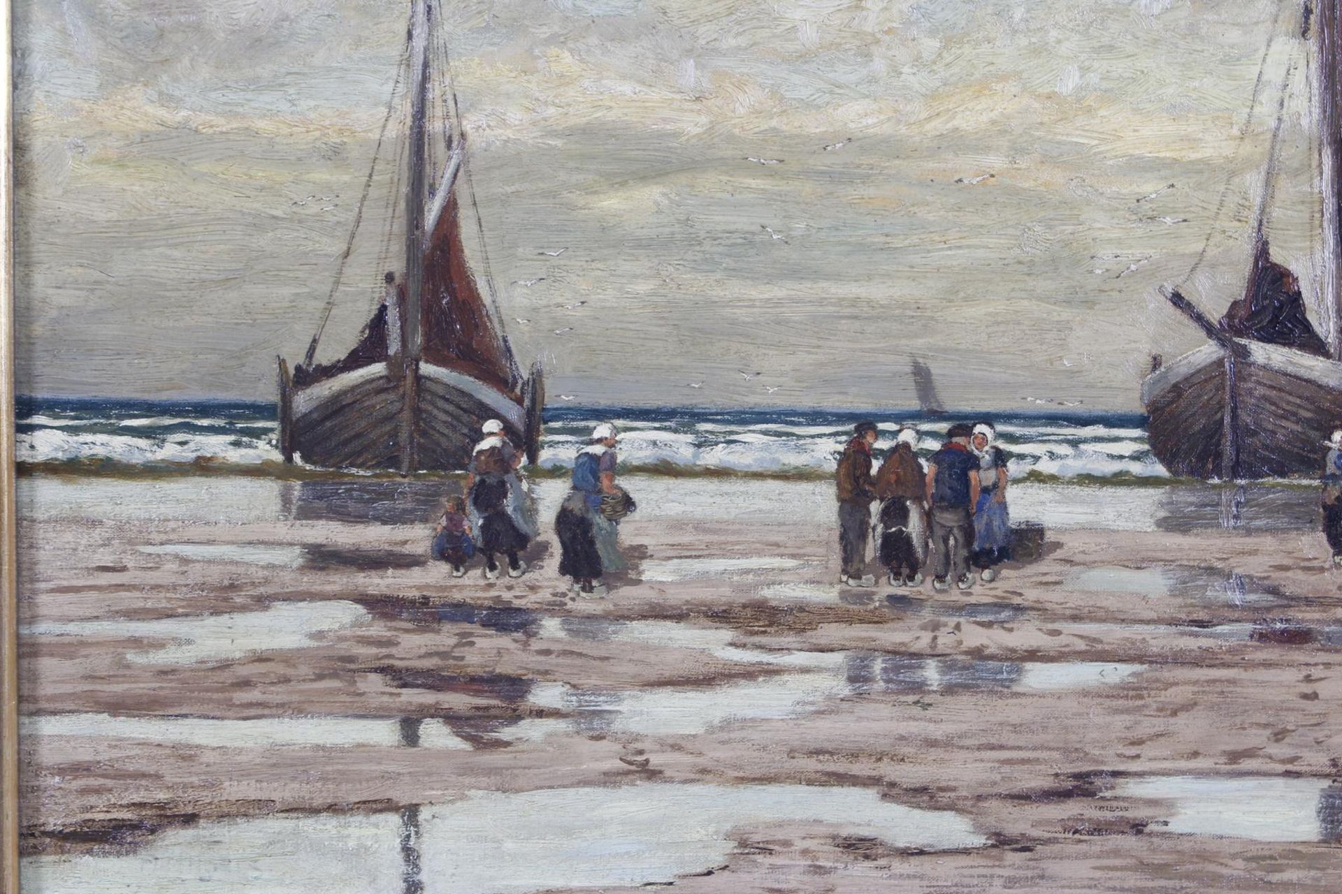 Carl Fey 1867 - 1939, Wattenmeer mit Seegelbooten und Personenstaffage - Image 3 of 5