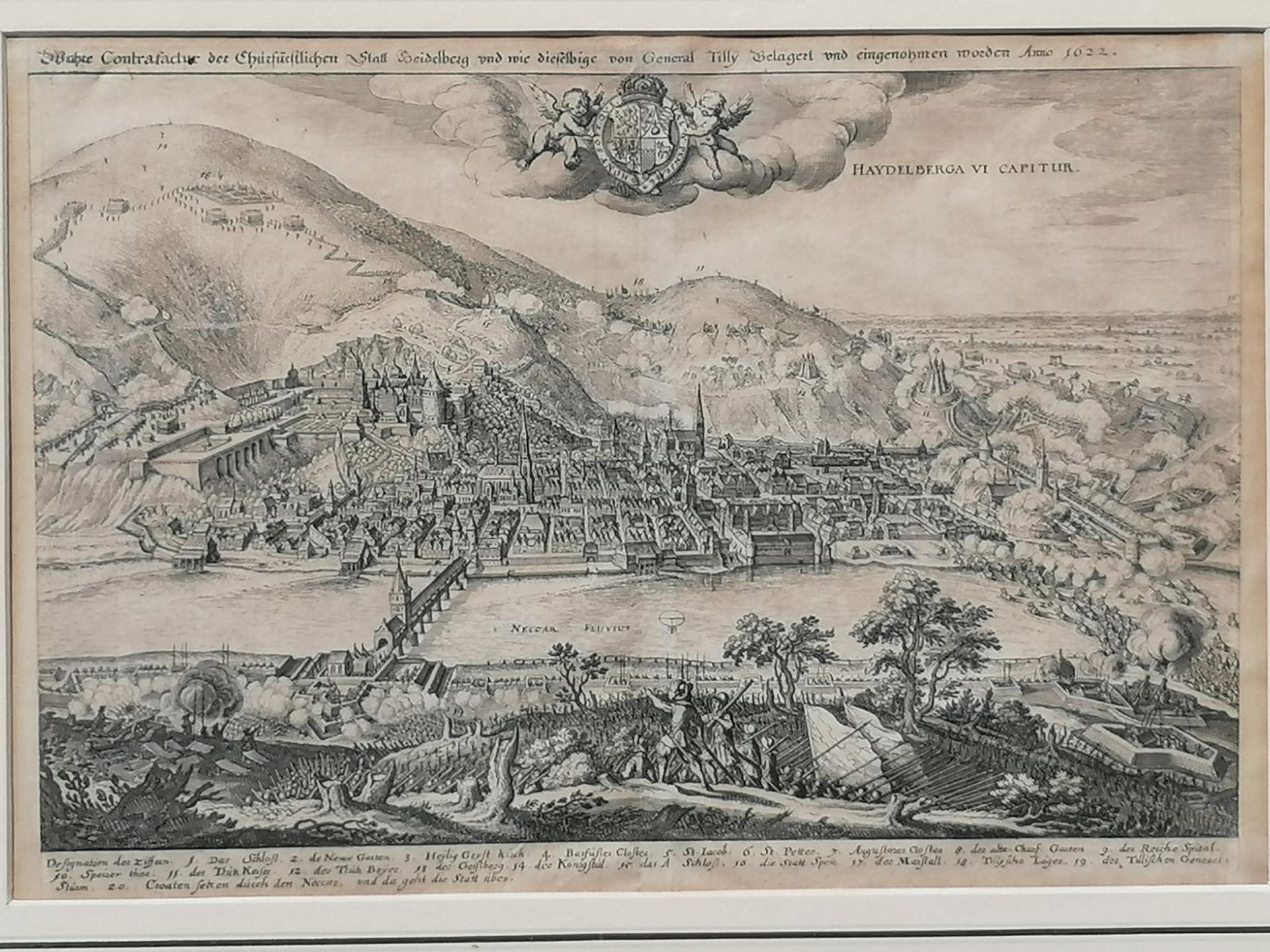 Kupferstich von Merian um 1650. Heidelberg, Belagerung durch General Tilly - Image 2 of 4