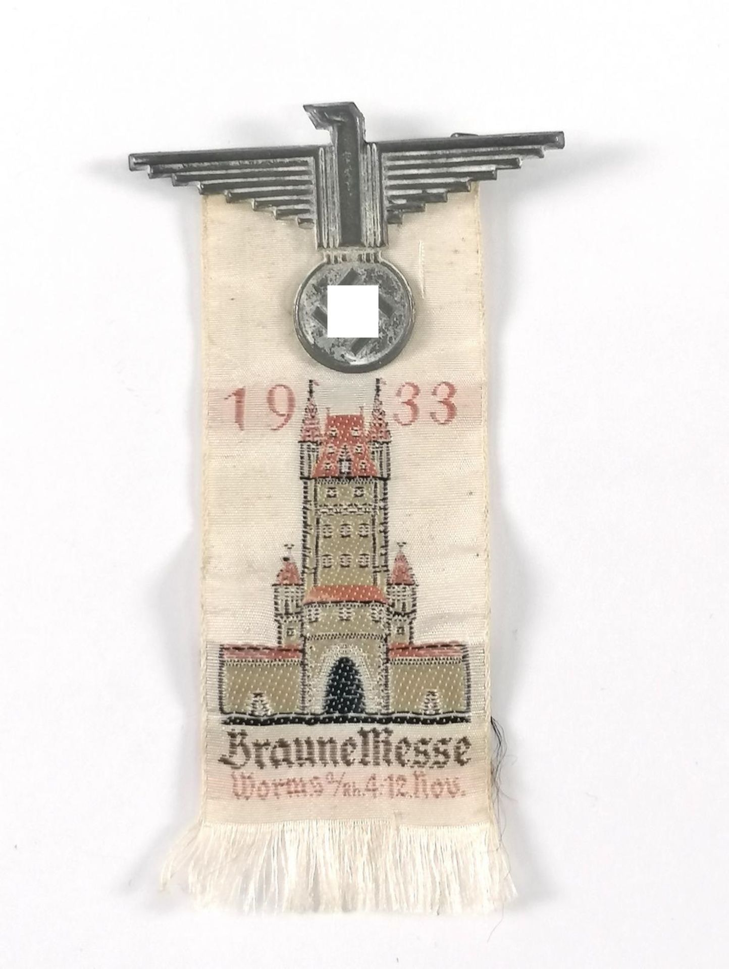 Anstecker / Seidenband: Braune Messe Worms 1933