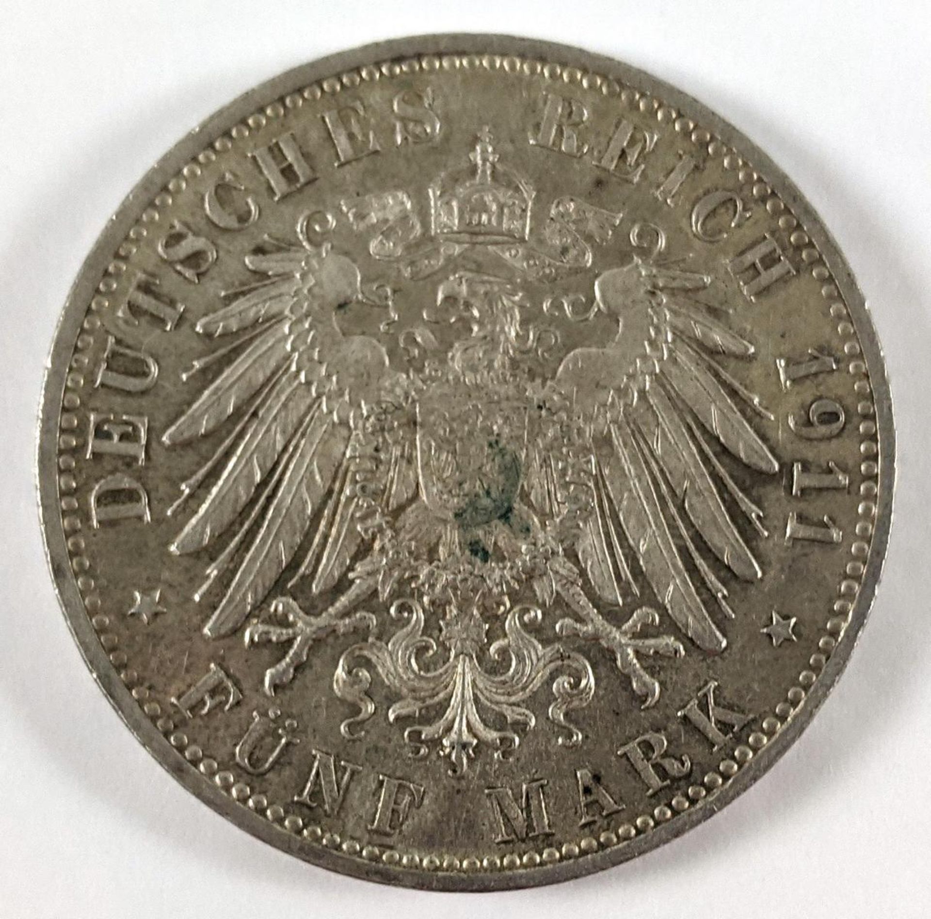 Bayern, 5 Mark 1911 D Prinzregent Luitpold in vz. - Bild 2 aus 2