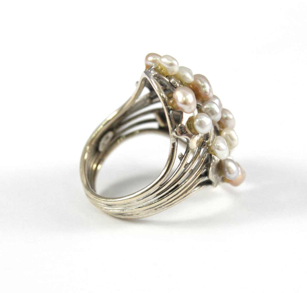 Damenring mit Perlen, 14 Karat Weißgold - Image 2 of 4
