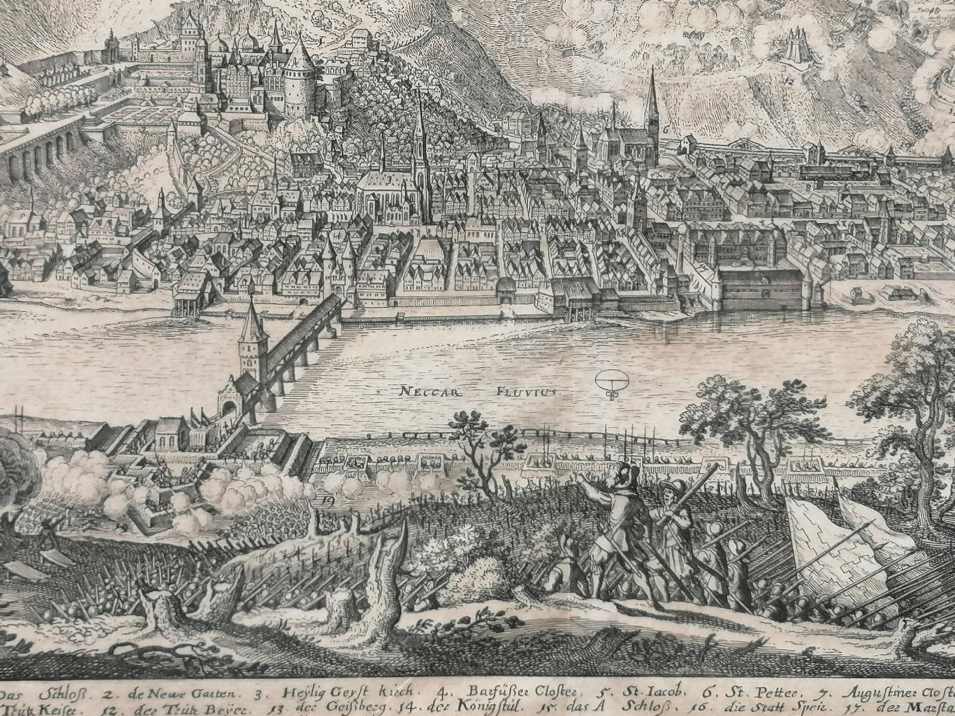 Kupferstich von Merian um 1650. Heidelberg, Belagerung durch General Tilly - Image 4 of 4