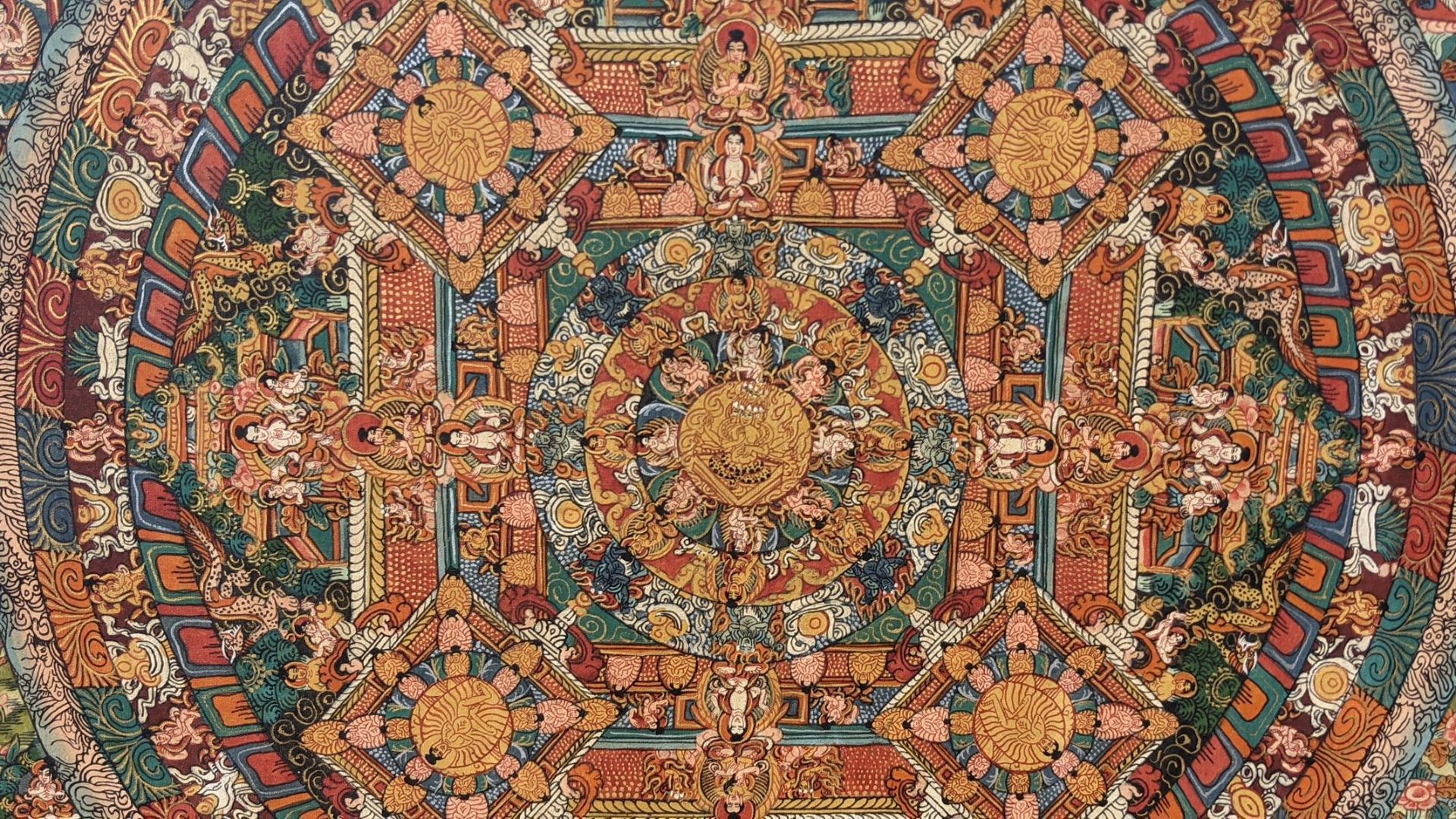 Mandala-Thangka mit Avalokiteshvara, Tibet 20. Jahrhundert - Image 3 of 4