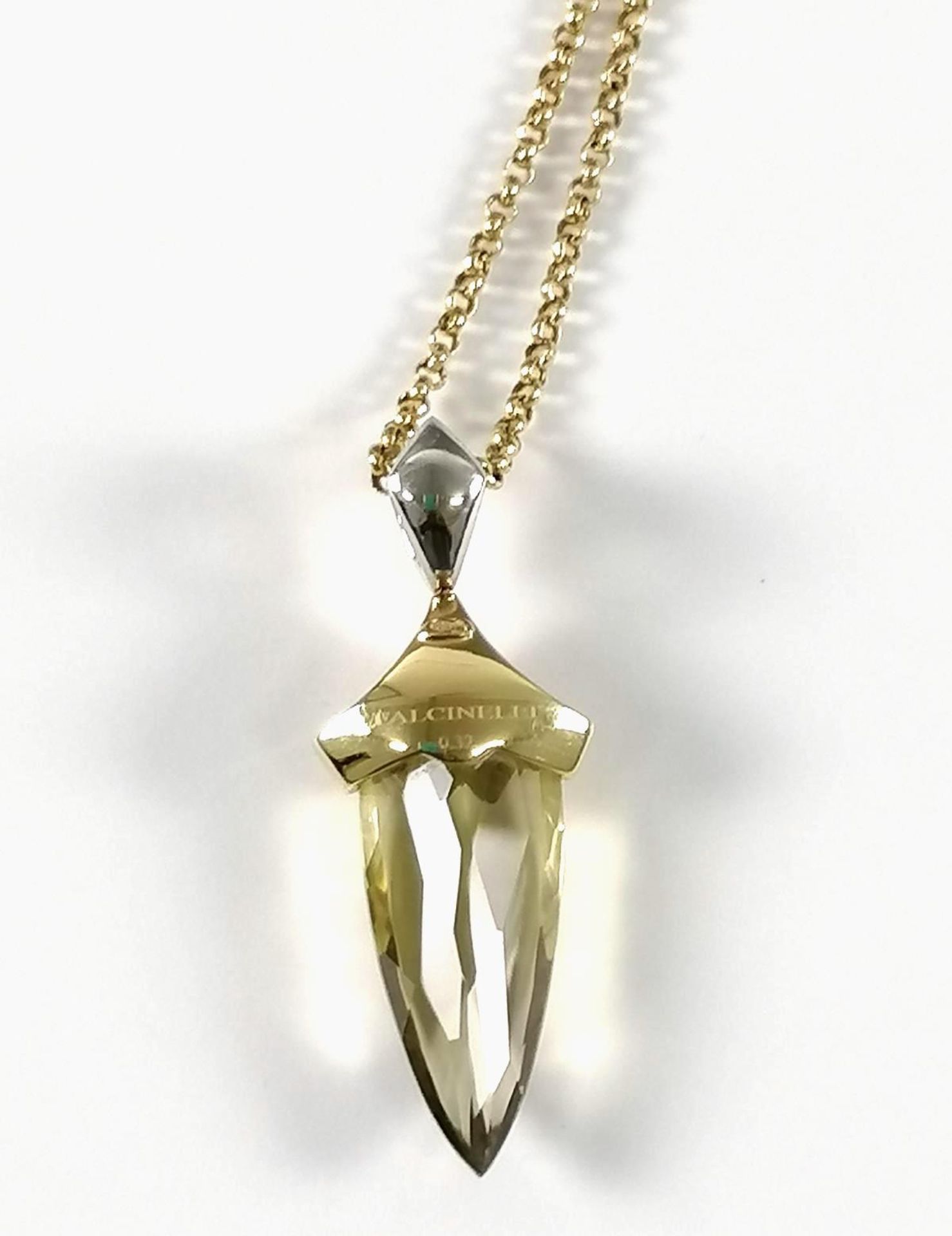 Citrinanhänger mit Diamanten und Halskette aus 18 kt Gelbgold, Falcinelli Design - Image 3 of 3