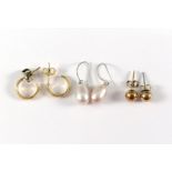 3 Paar Ohrringe aus Gold und Silber