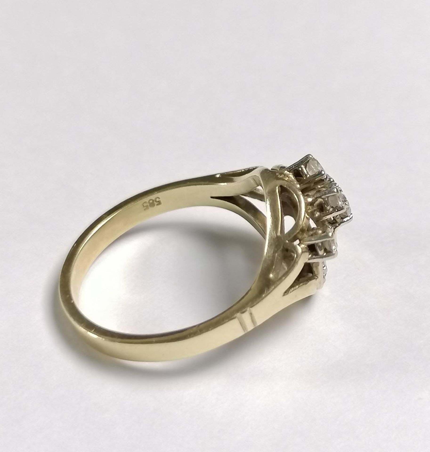 Damenring mit Diamanten, 14 kt Gelbgold - Bild 3 aus 4