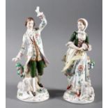 Zwei Porzellanfiguren Schäferin und Schäfer, Sitzendorf Thüringen, 20. Jahrhundert