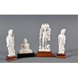 4 kleine, asiatische Elfenbein-Figuren