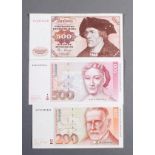 2 x 500 Mark und 1x 200 Deutsche Mark Schein (1980-1991)