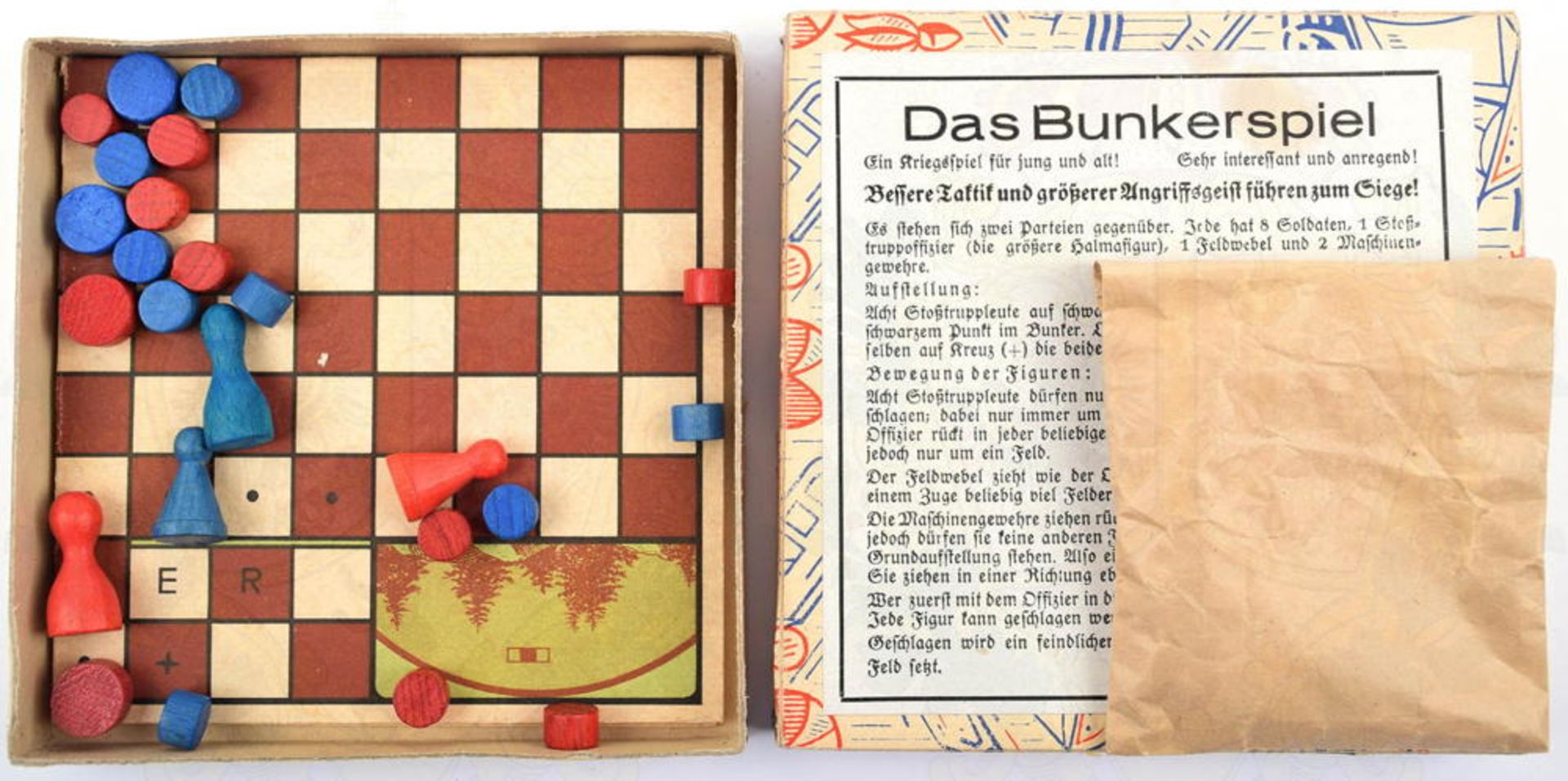 DAS BUNKERSPIEL, Ein Kriegsspiel f. jung u. alt!, m. 24 Figuren, 2fach gefaltetes farb.