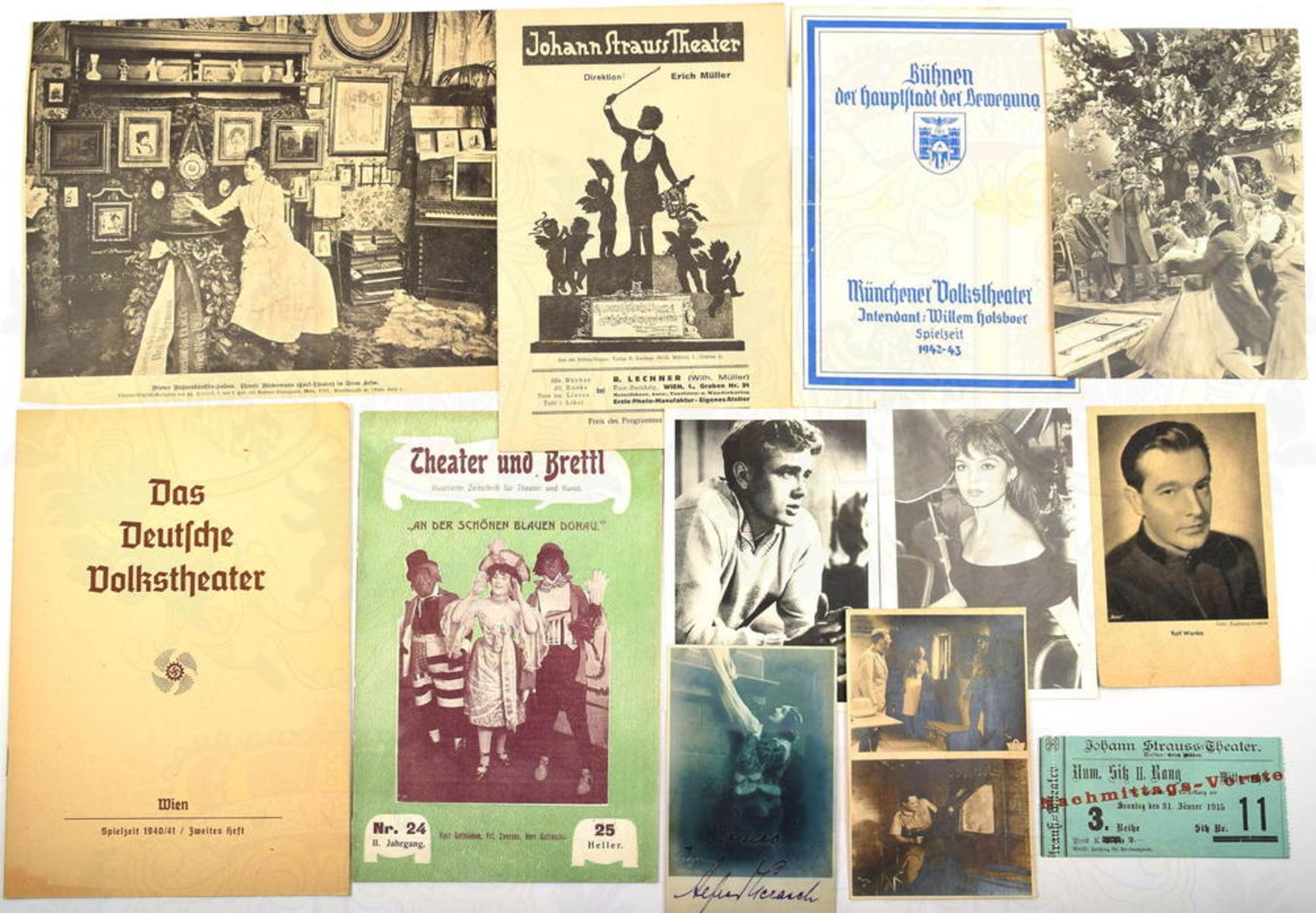 KONVOLUT FILM UND THEATER, 190 Teile, 1903-1959, Programme, Foto-AK, von internationalen u.