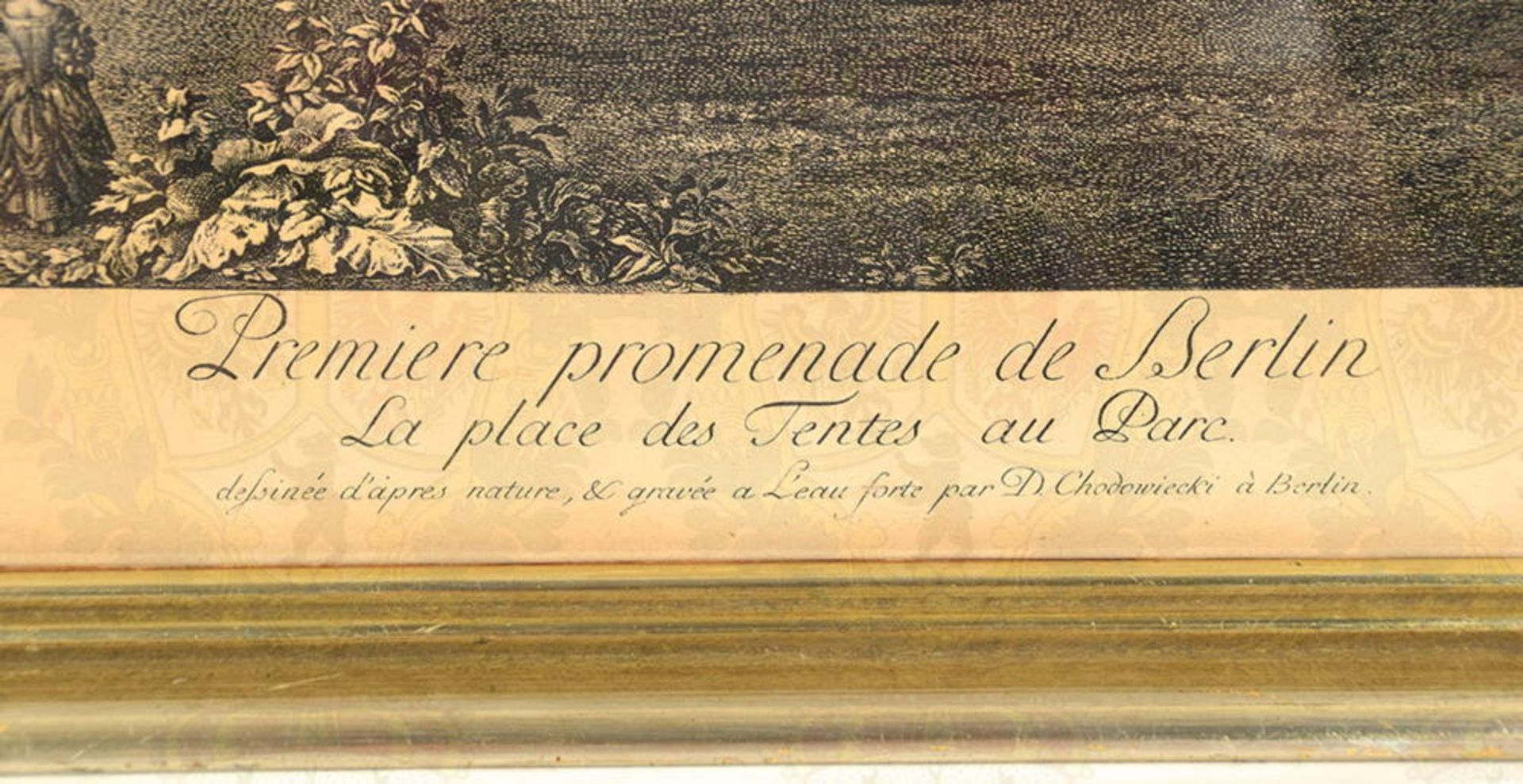 RADIERUNG „PREMIERE PROMENADE DE BERLIN“, „La place des Tentes au Parc“, Darstellung um 1772, - Image 2 of 4