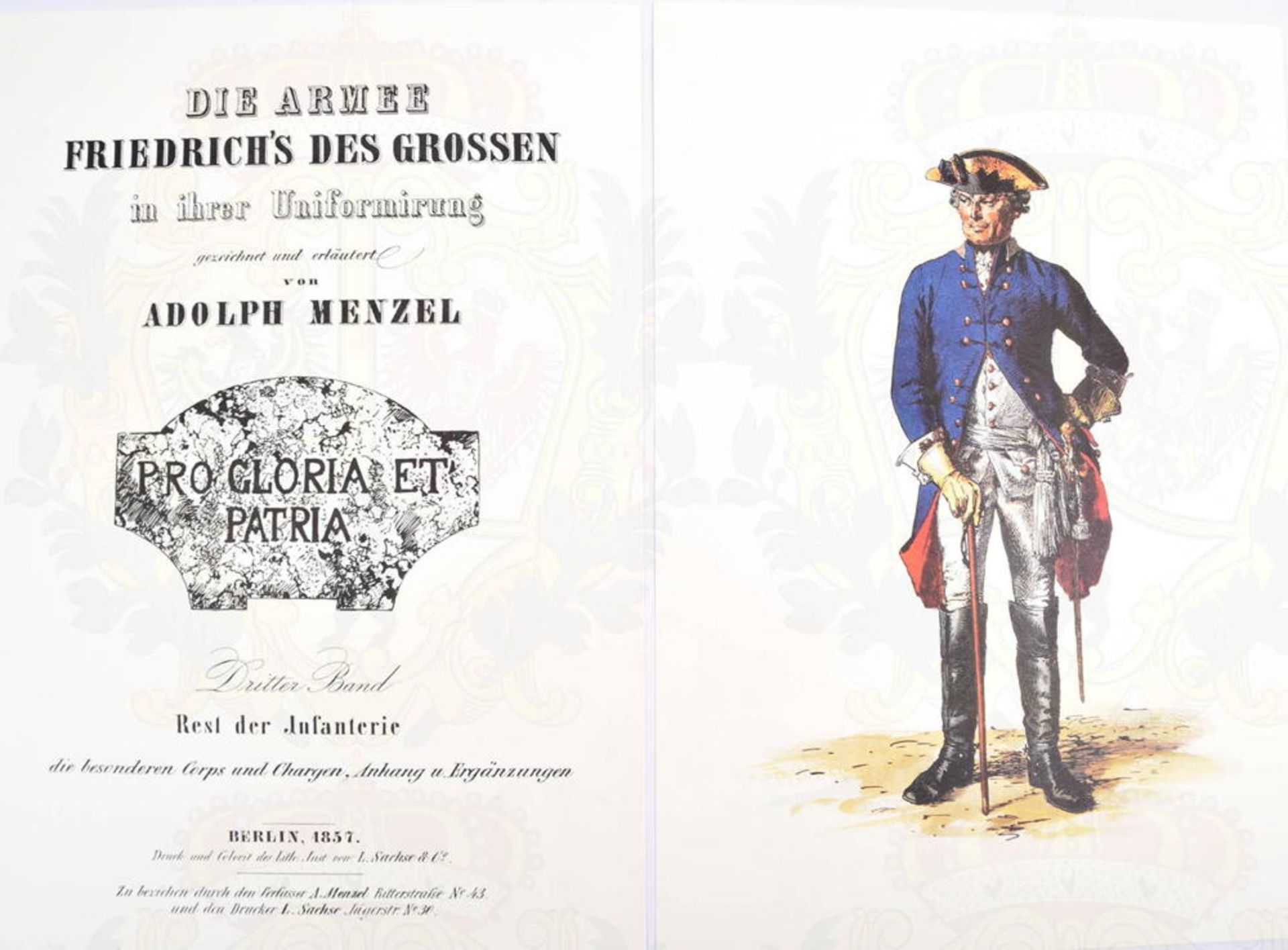 DIE ARMEE FRIEDRICHS DES GROßEN „in ihrer Uniformierung gezeichnet und erläutert von Adolph Menzel“, - Image 3 of 3