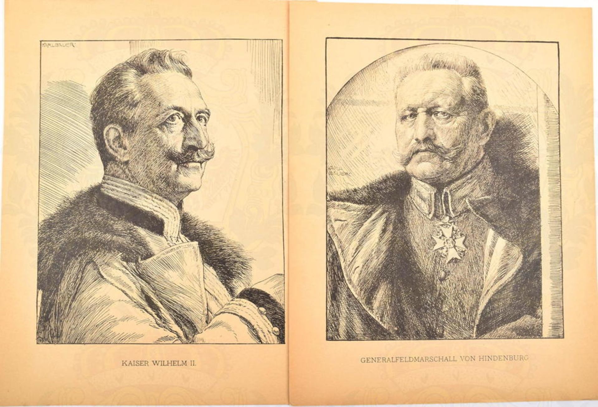 KÜNSTLERMAPPE „FÜHRER UND HELDEN“, 12 Drucke nach Federzeichnungen von Karl Bauer, Verlag B. G. Teub