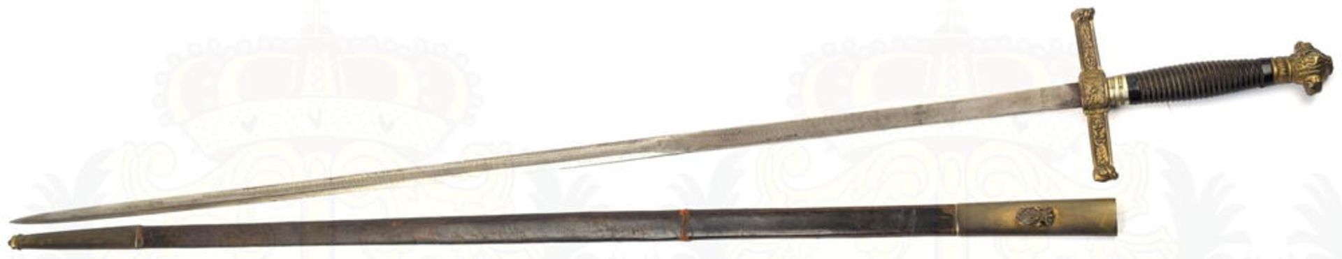 DEGEN, blanke zweischneidige Klinge m. 24cm langer Fehlschärfe, eingeschlagene Bez. „Toledo“, L. 75c