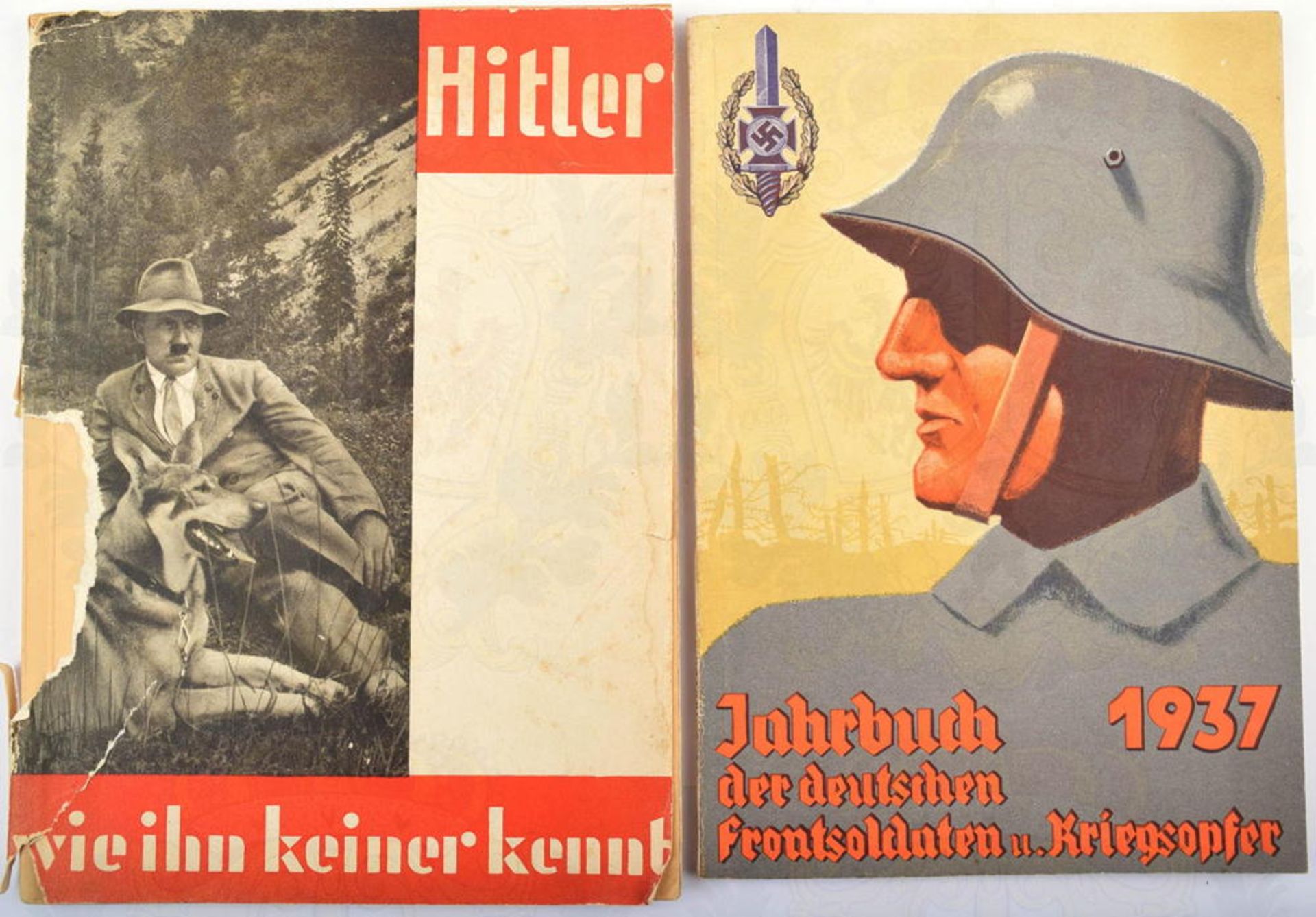 HOFFMANN-BILDBAND UND NSKOV-JAHRBUCH 1937, Hitler, wie ihn keiner kennt, 96 S., SU beschädigt; Jahrb