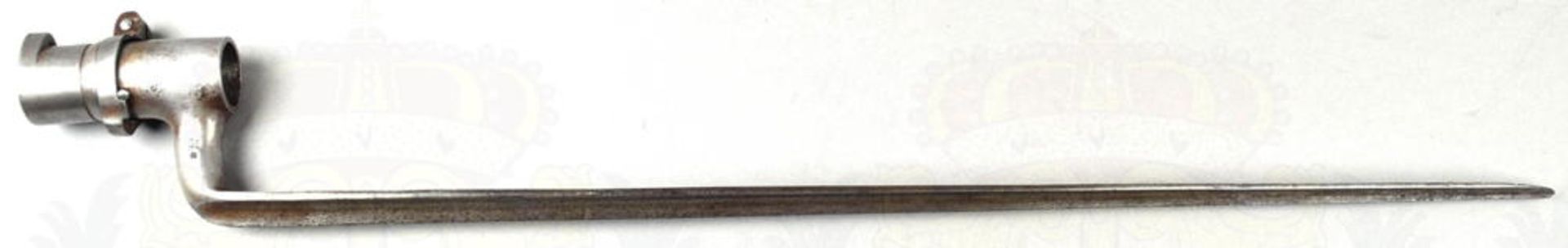 GENDARMERIE-MUSKETON M 1854 MIT BAJONETT, glatter Rundlauf, ca. Kal. 17,5mm, Messingkorn, eiserne - Image 9 of 10