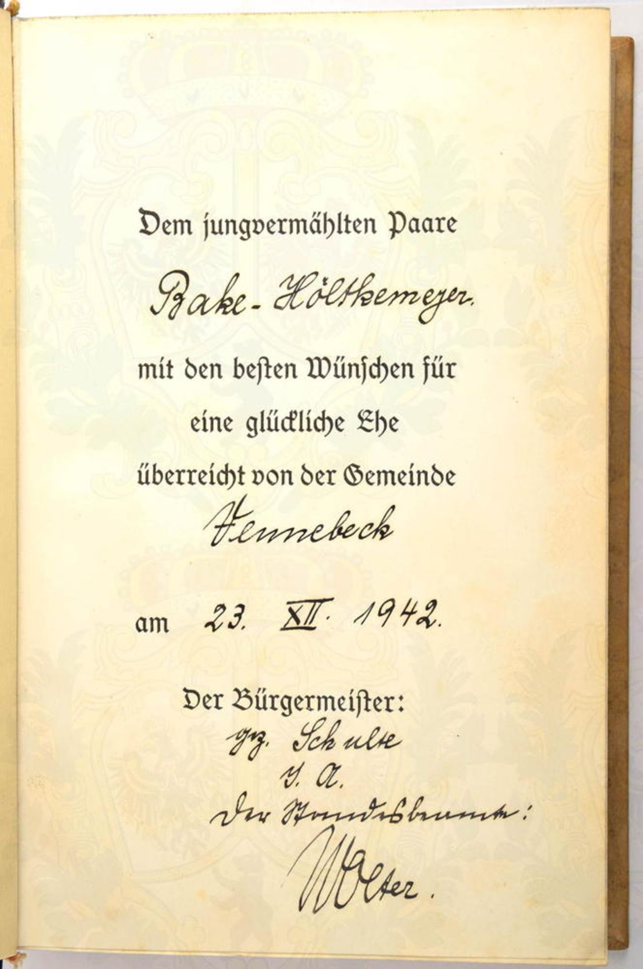 MEIN KAMPF, A. Hitler, Hochzeitsausgabe, Eher-V. 1941, 1 Portr., 781 S., Halbleder m. Rückenvergoldu - Bild 4 aus 4