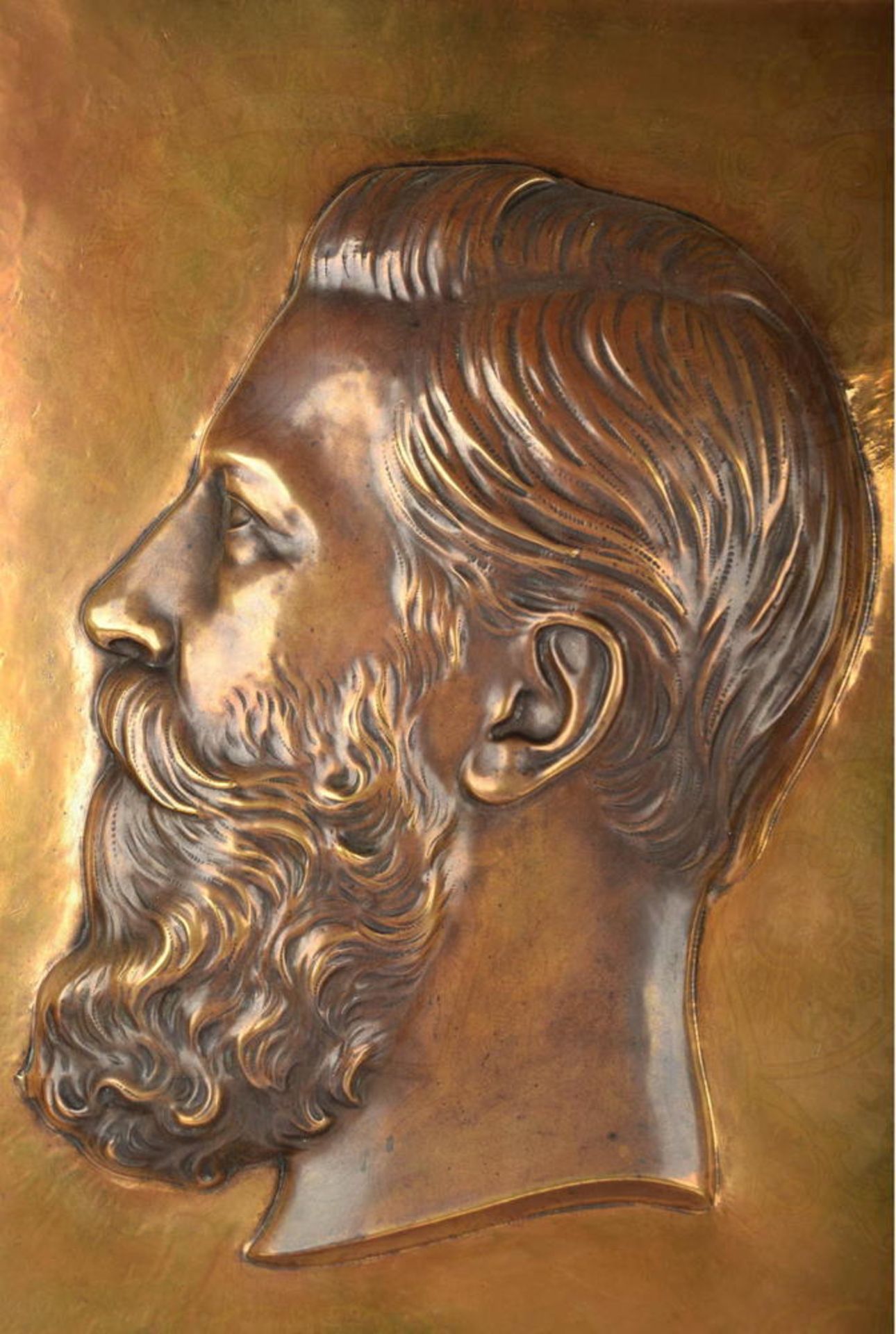 PORTRAIT KAISER FRIEDRICH III., halbplastisches Tombakrelief, Kopf in Profilansicht m. Blick nach - Image 2 of 2