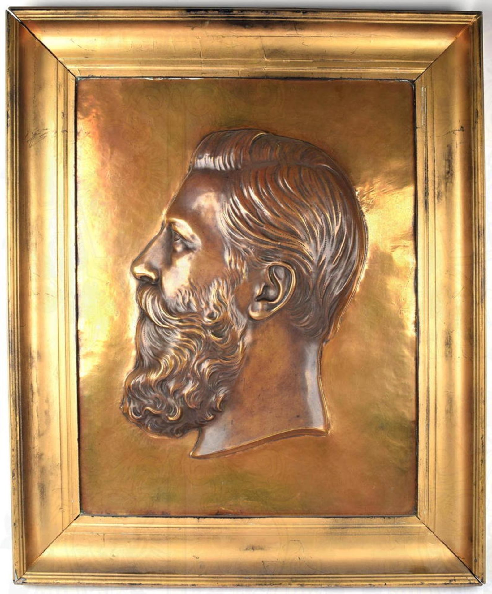 PORTRAIT KAISER FRIEDRICH III., halbplastisches Tombakrelief, Kopf in Profilansicht m. Blick nach